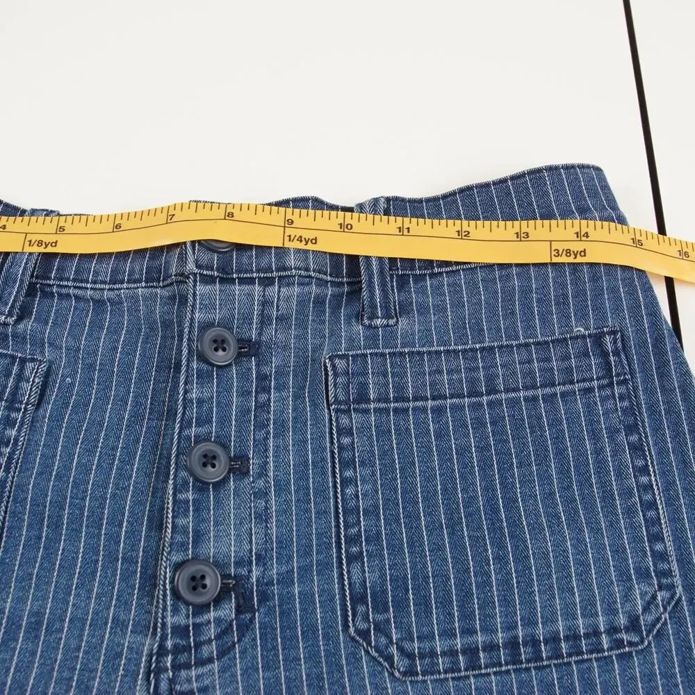 J Crew Patch Pocket Denim Button Herringbone Striped Blue Shorts Womens Sz 28 - Picture 3 of 9